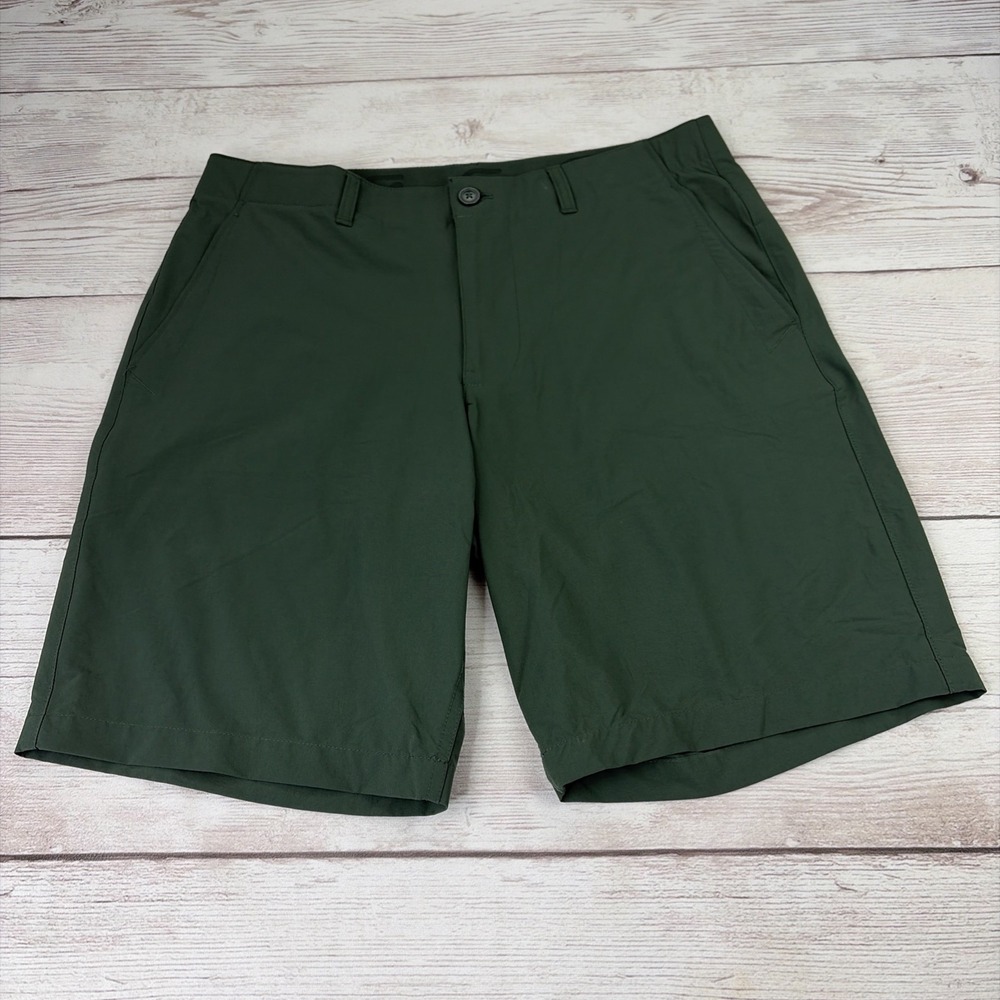 GapFit Drive Men's 34 Olive Green Shorts Zip Pockets Golf Sports Performance EXC
